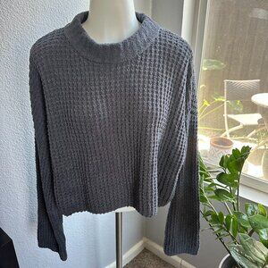 Love Tree Cropped Waffle Knit Sweater - Medium